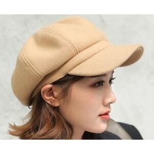 Newsboy Cap Outdoor Adjustable Thick Cap Woolen Hat Solid Painter Cap Fashion